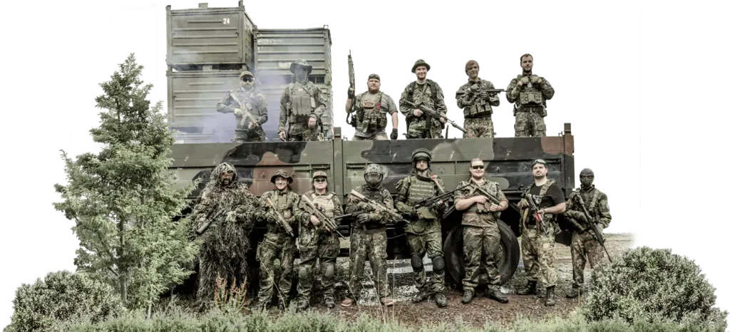 Gruppenfoto auf einem LKW